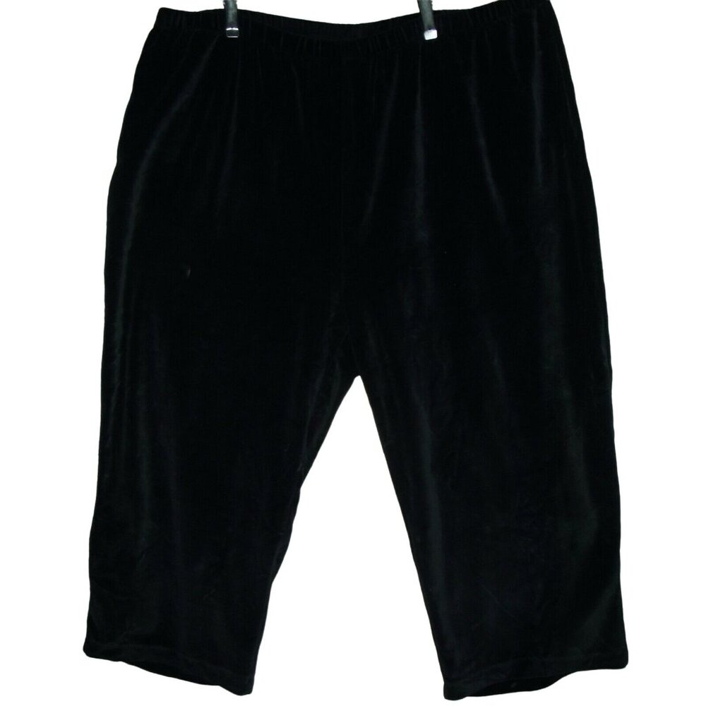 Velour Casual Pull-on Crop Pants Women's 3X x 24" Black Soft Comfy xxxl 3xl